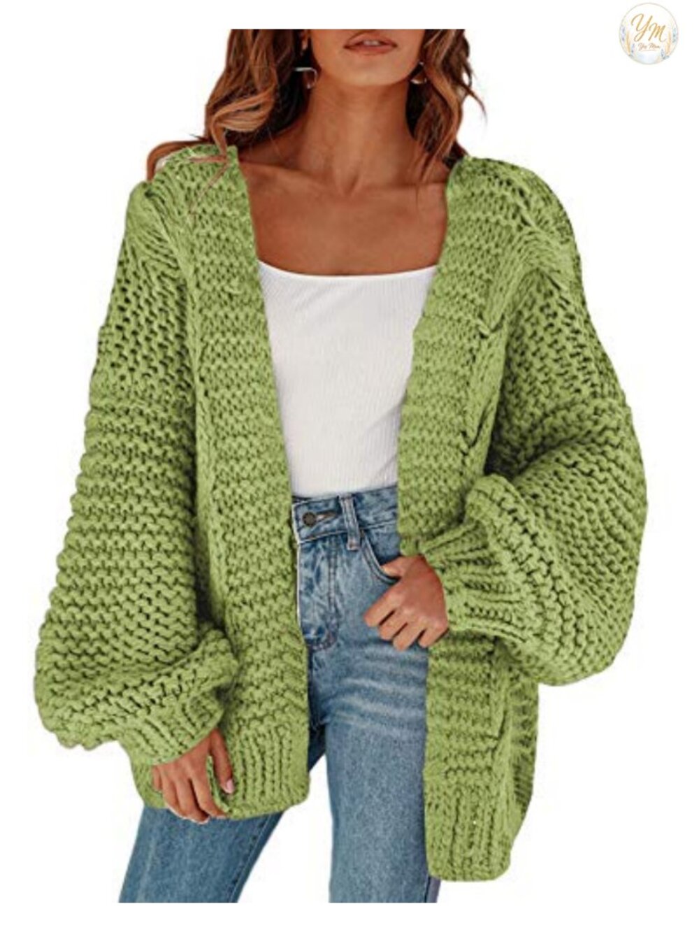 Chunky Knit Open Front Cardigan Oversized Long Sleeve Sweater Coat